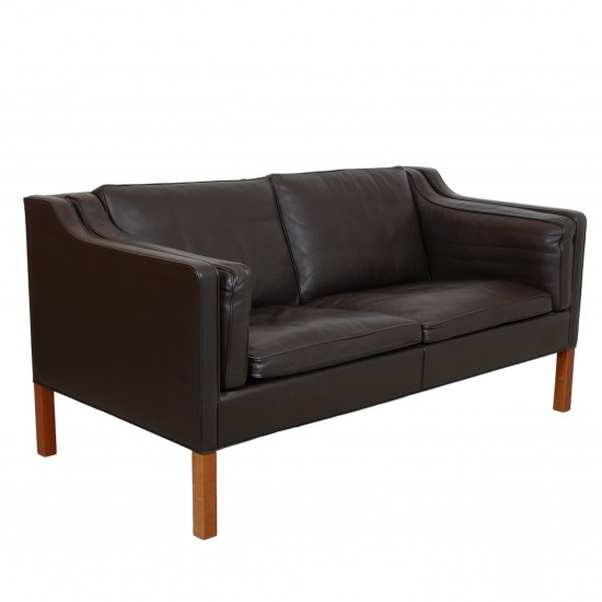 For Sale B rge Mogensen 2212 2.seater sofa in dark brown leather